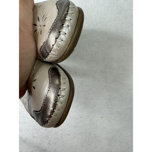 Spring Step Tan & Taupe Leather Shoes Women Size 40 / 7 Square‎ Toe - Picture 5 of 10